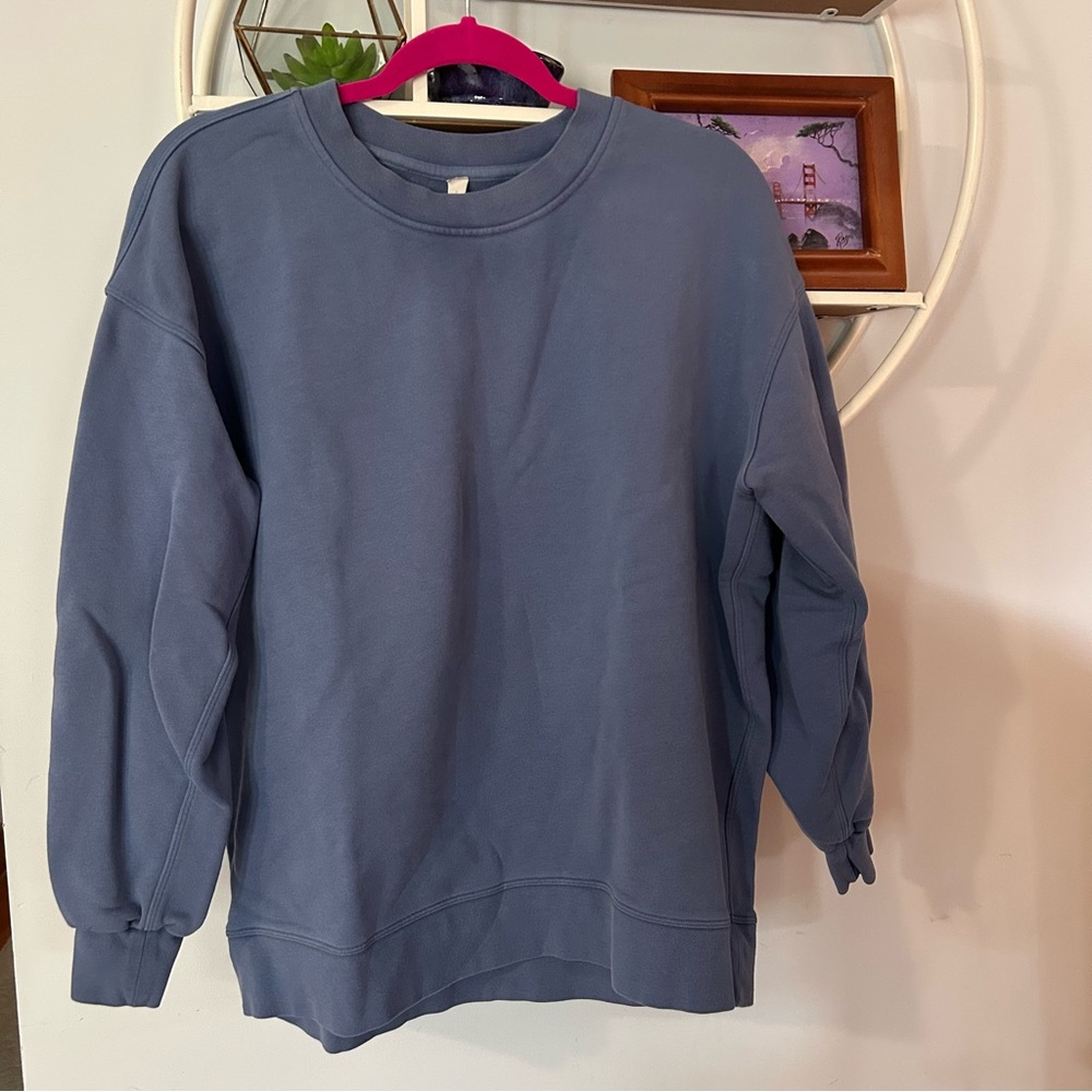 Lululemon Sweater Womens 6 Blue Oversized Pullover Crew Neck Sweatshirt
